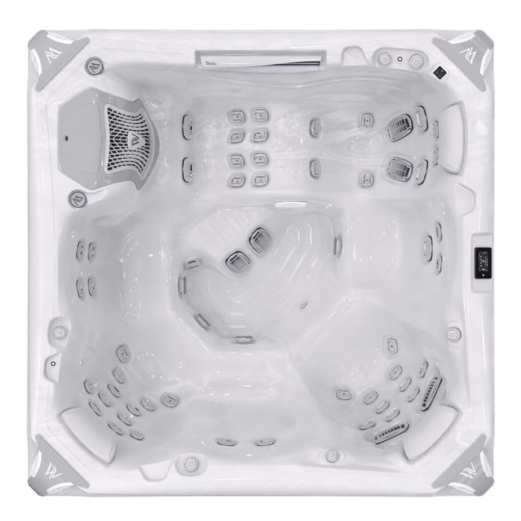 luxe witte jacuzzi met meerdere zitplaatsen en massagejets westspa spa en wellness