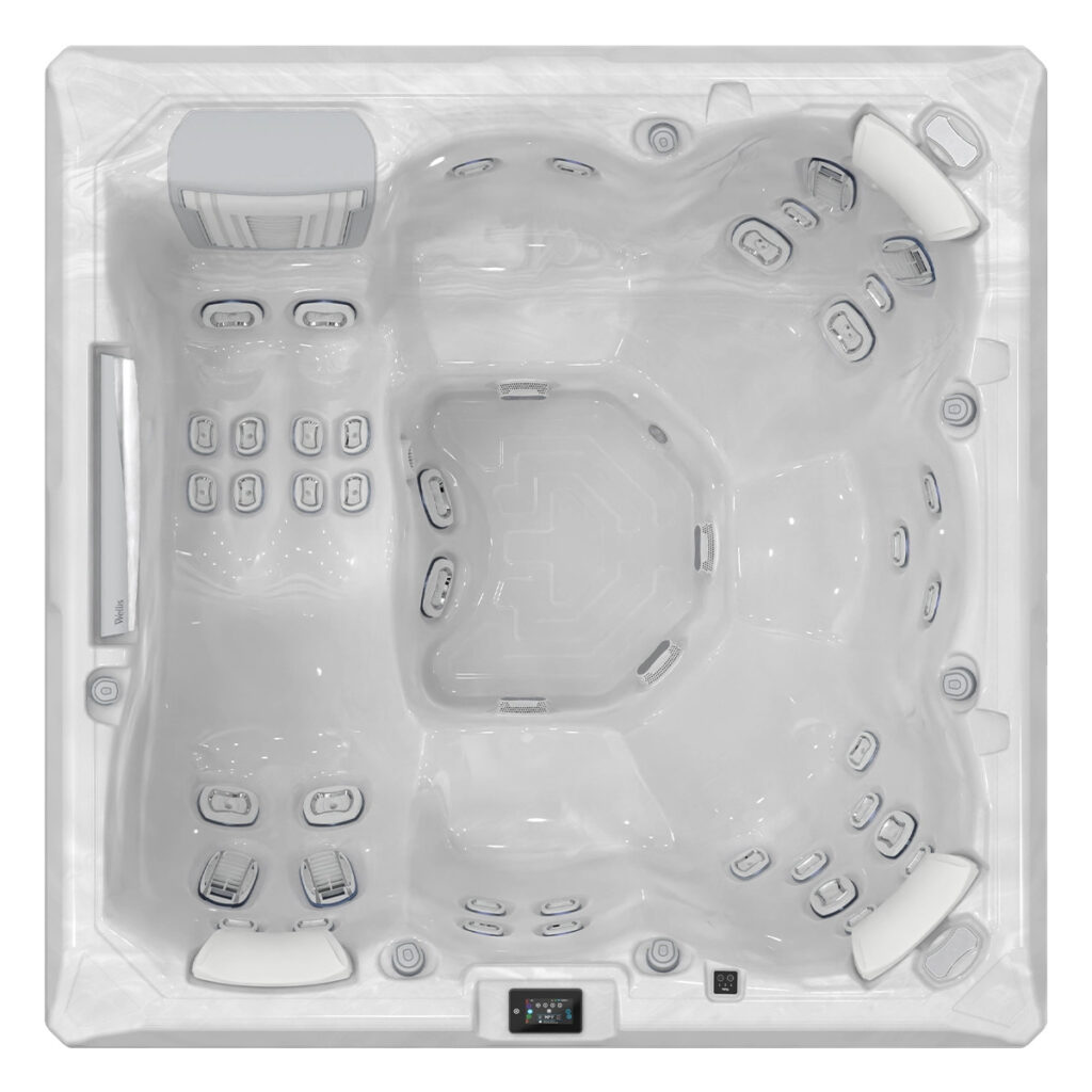 luxe witte jacuzzi met meerdere zitplaatsen en massagestralen door Westspa voor ultieme ontspanning