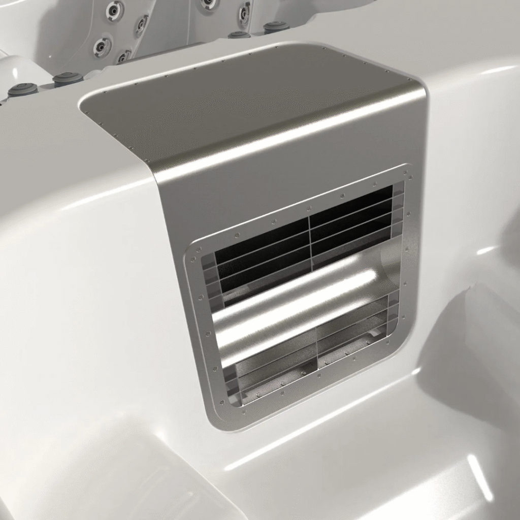 metalen inlaat en extra jet in een witte jacuzzi van Westspa voor optimale watercirculatie